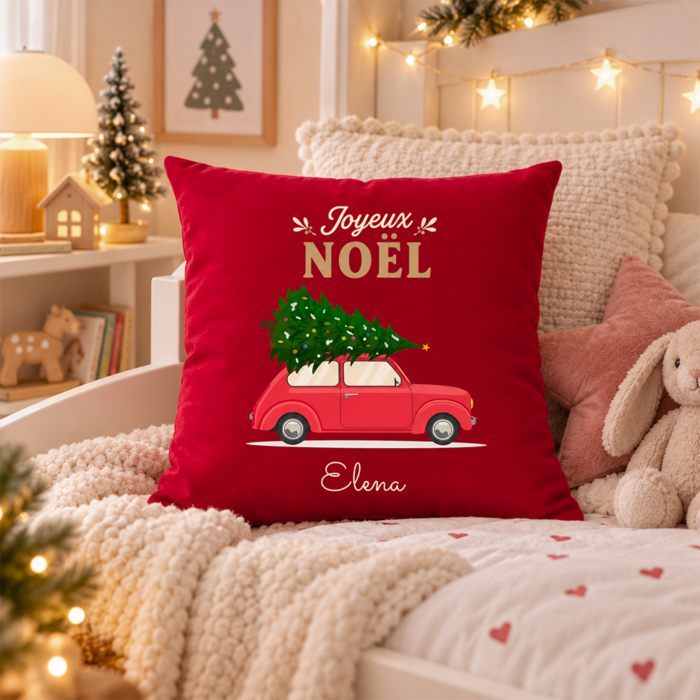 Alternative view of Coussin rouge - Joyeux Noël