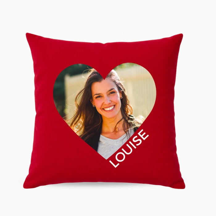 Coussin rouge - Coeur avec photo