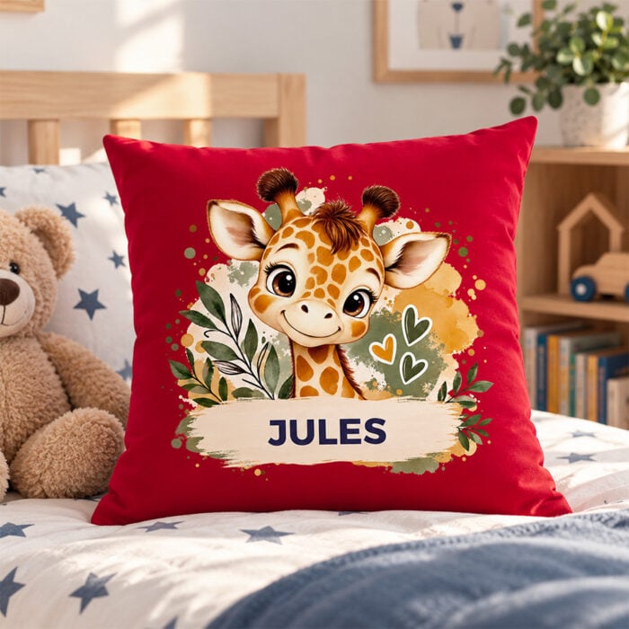 Alternative view of Coussin rouge - Petite girafe