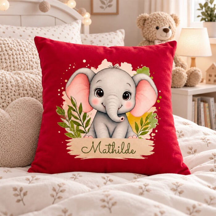 Alternative view of Coussin rouge - Petit éléphant
