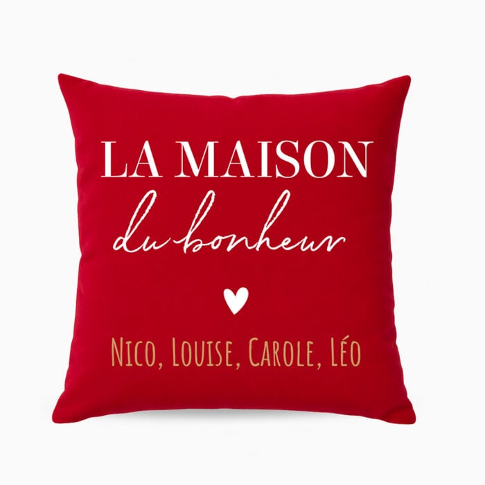 Coussin rouge - La maison du bonheur