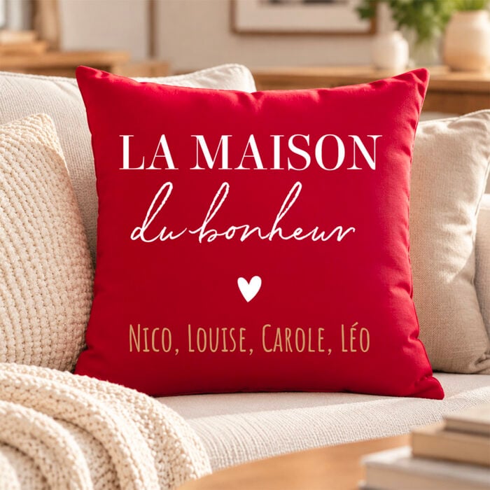 Alternative view of Coussin rouge - La maison du bonheur
