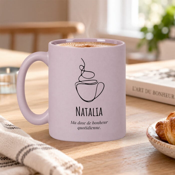 Alternative view of Mug lilas mat personnalisé – Tasse de café avec prénom