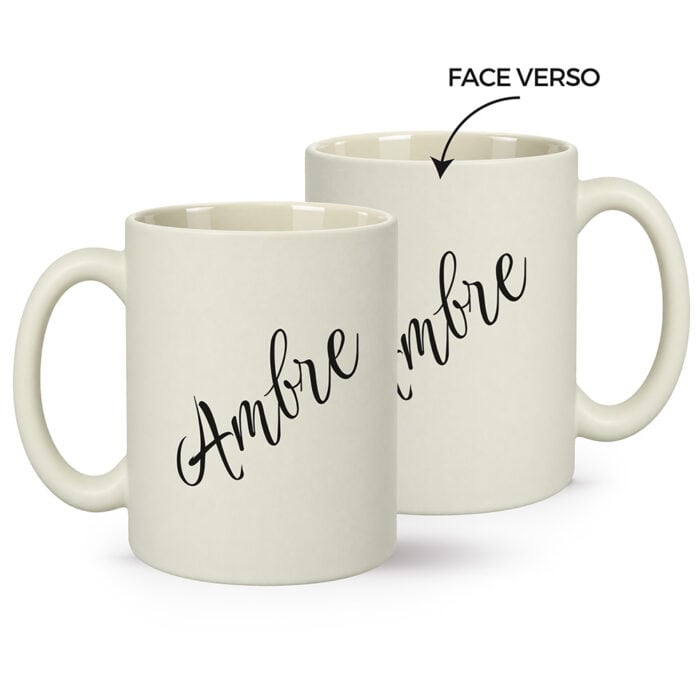 Mug beige mat personnalisé – Votre prénom