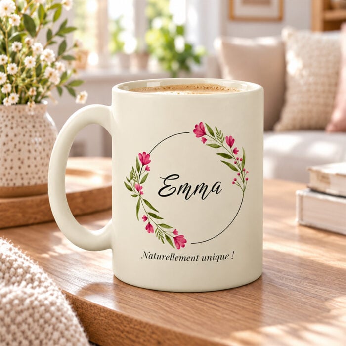 Alternative view of Mug beige mat personnalisé – Couronne avec prénom