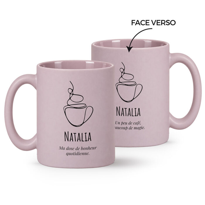 Mug lilas mat personnalisé – Tasse de café avec prénom