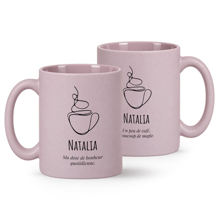 Mug lilas mat personnalisé – Tasse de café avec prénom