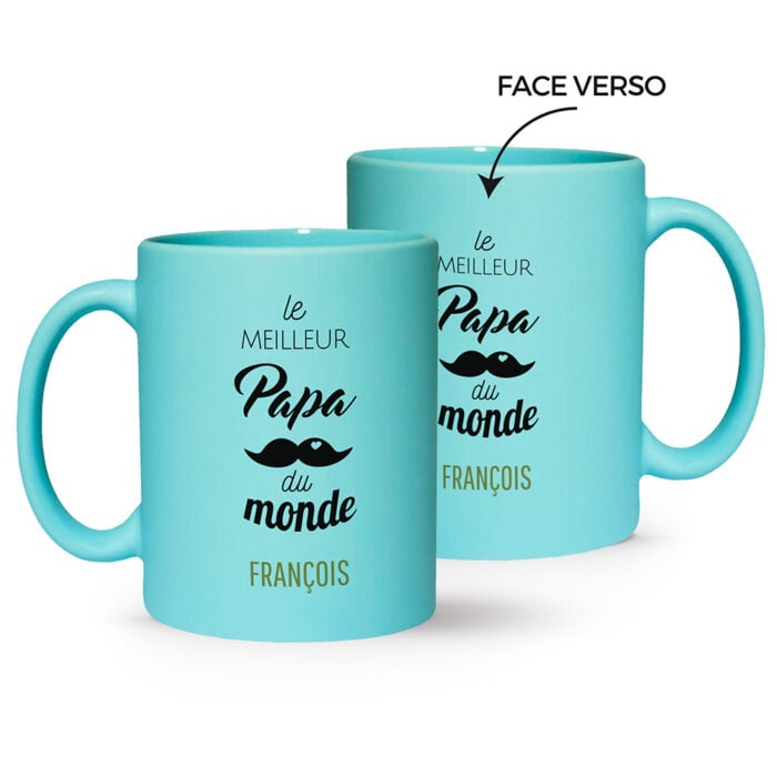 Mug turquoise mat personnalisé – Le meilleur papa du monde